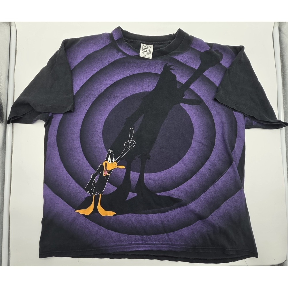 Vintage 90s Warner Bros Looney Tunes Daffy Duck AOP Shirt  XL Shadow Bullseye